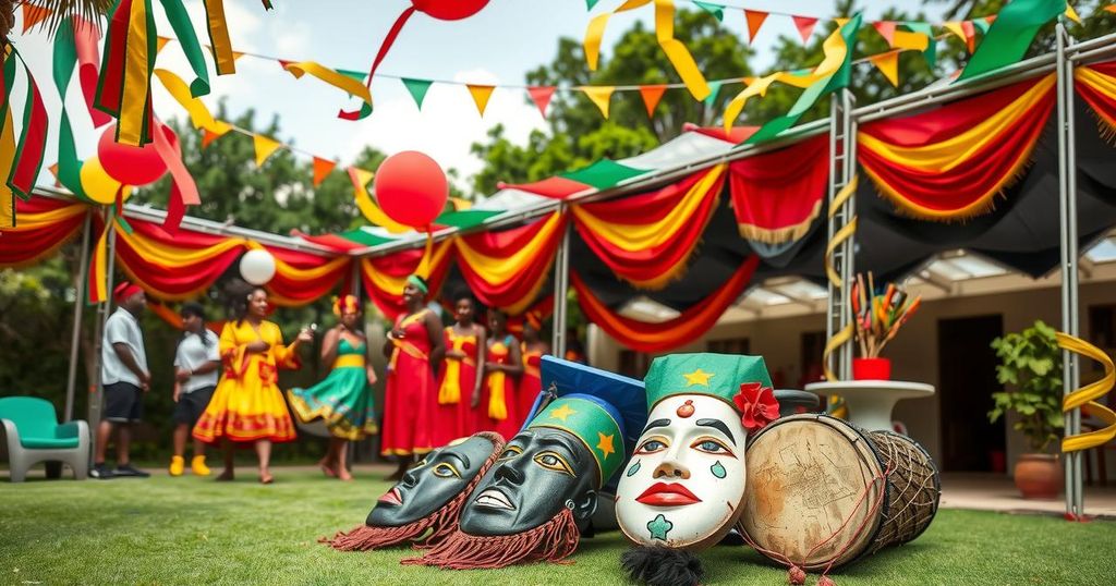 A vibrant graduation ceremony with cultural elements and a celebratory atmosphere in Louisville.