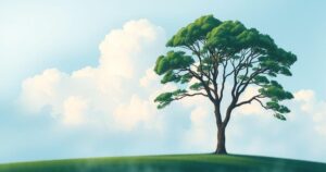 A serene landscape with a tree and clouds, symbolizing hope and resilience amidst challenges.