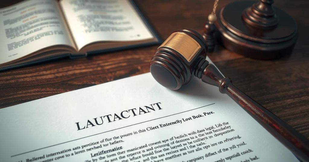 A gavel resting on a court document symbolizing judicial authority and legal decisions.