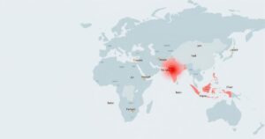 A visual representation of countries affected by a travel ban, featuring a map with highlighted regions and neutral colors.