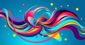 Colorful abstract entertainment theme, symbolizing media agreements with dynamic shapes and vibrant colors.