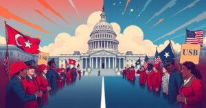 Congressional leaders discuss Trump ordering strikes on Iran, showcasing political divisions amidst military action.