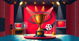 Kyrgyz film 'Black Red Yellow' wins Golden Goblet at Shanghai Film Festival with a cinematic celebration backdrop.