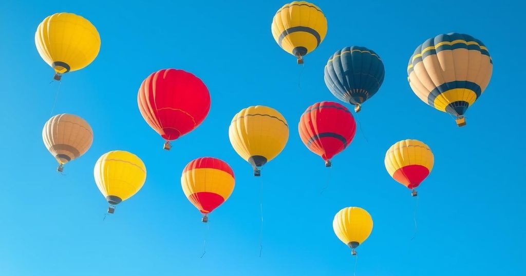 Weather balloons ascending in a clear blue sky, representing meteorological data collection during hurricane season.