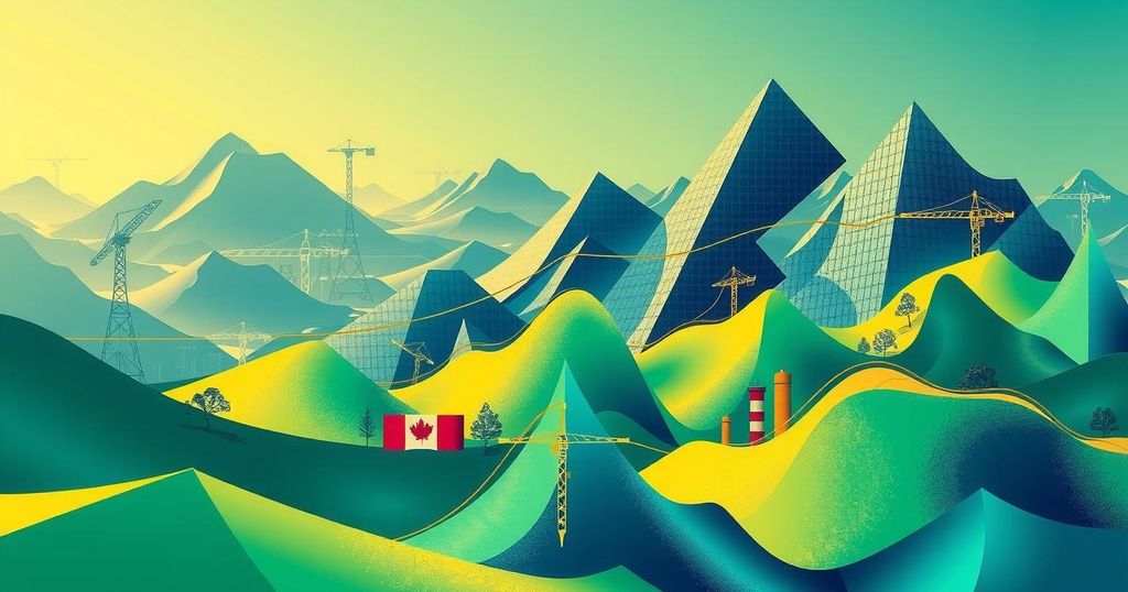 An abstract representation of global market dynamics influenced by political cycles, featuring vibrant colors, strategy, and growth.