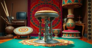 Ceremonial Silver Stool with traditional African decor at a royal funeral rite ceremony.