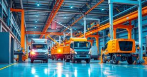 Joint venture between car manufacturers in Oman and Belarus, showcasing transportation vehicles manufacturing.