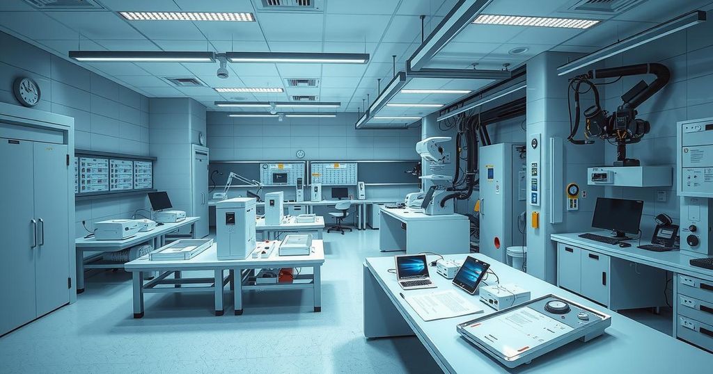 Chinese brain technology lab showcasing advanced equipment and research materials in a modern environment.