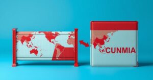 Colorful illustration depicting international communication challenges and geopolitical tensions.