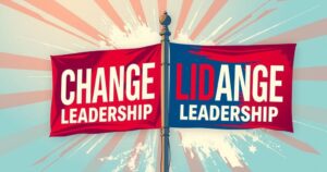 Two symbolic political banners representing a leadership change in Cameroon, set against a vibrant backdrop.