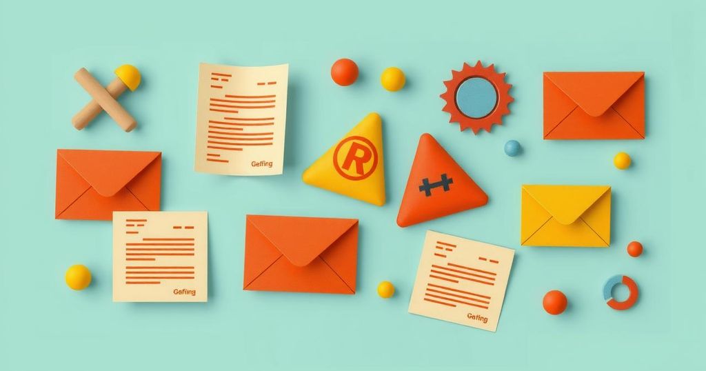 Visual representation of trade negotiations and tariff letters, in a modern minimalist style with warm color tones.